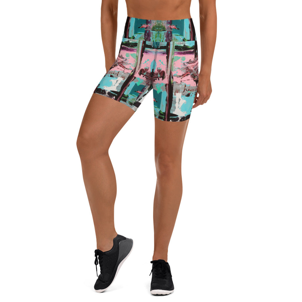Women's High-Rise Yoga Shorts, Pink Dawn