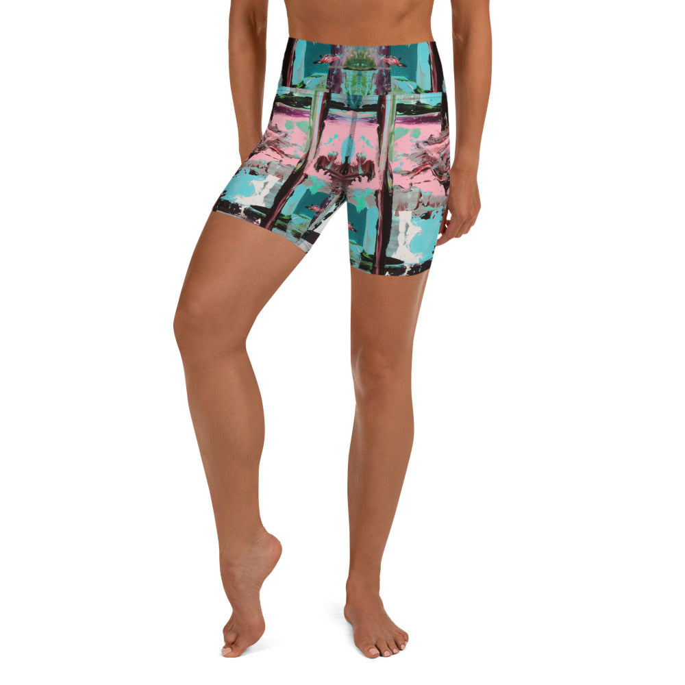 Women's High-Rise Yoga Shorts, Pink Dawn