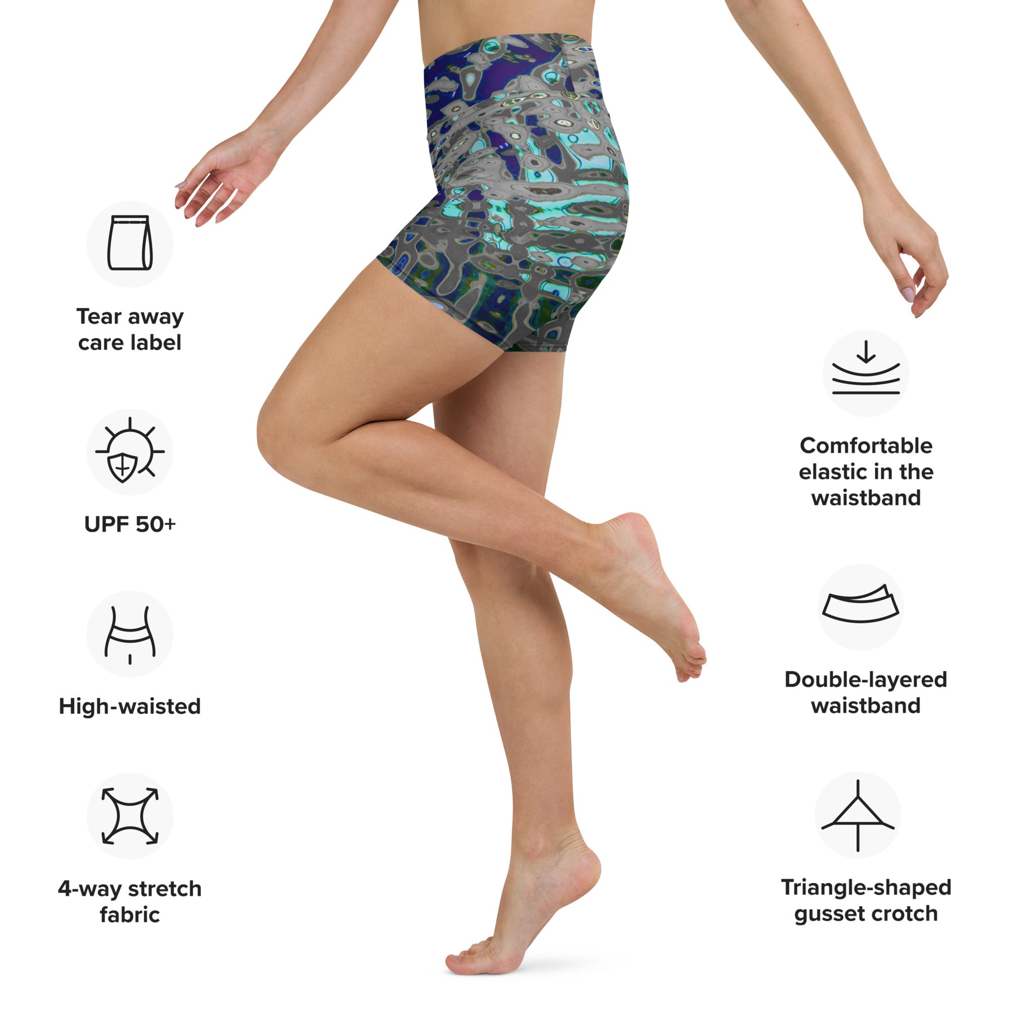 Women's High-Rise Yoga Shorts, Liquid Jewel