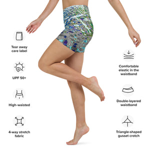 Women's High-Rise Yoga Shorts, Bright Liquid Jewel