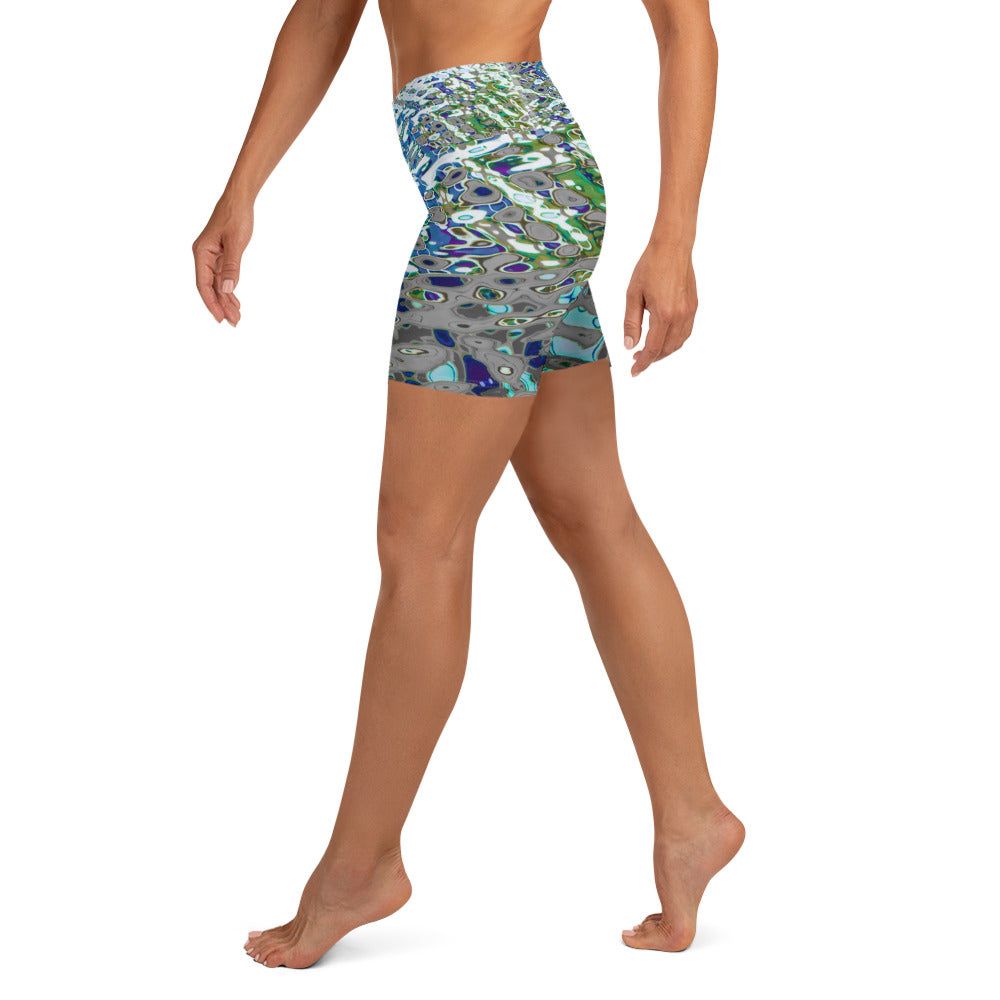 Women's High-Rise Yoga Shorts, Bright Liquid Jewel