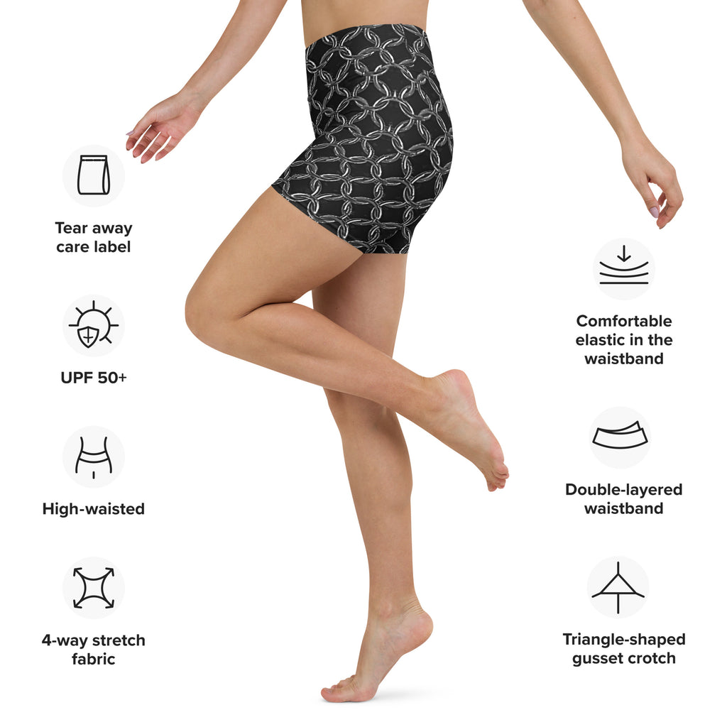 Women's High-Rise Yoga Shorts, Chainmaille