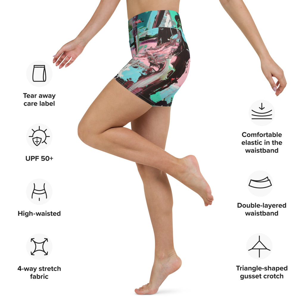 Women's High-Rise Yoga Shorts, Pink Dawn