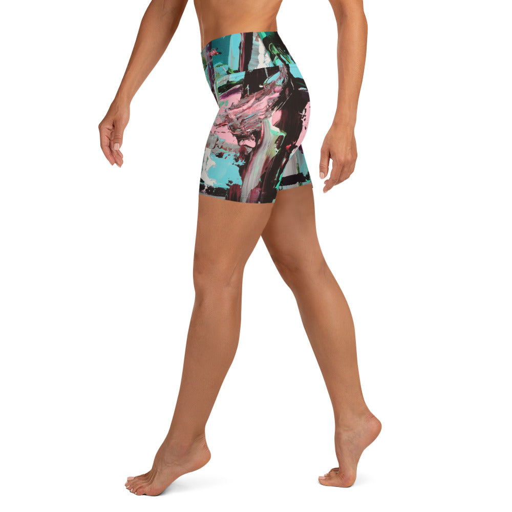 Women's High-Rise Yoga Shorts, Pink Dawn
