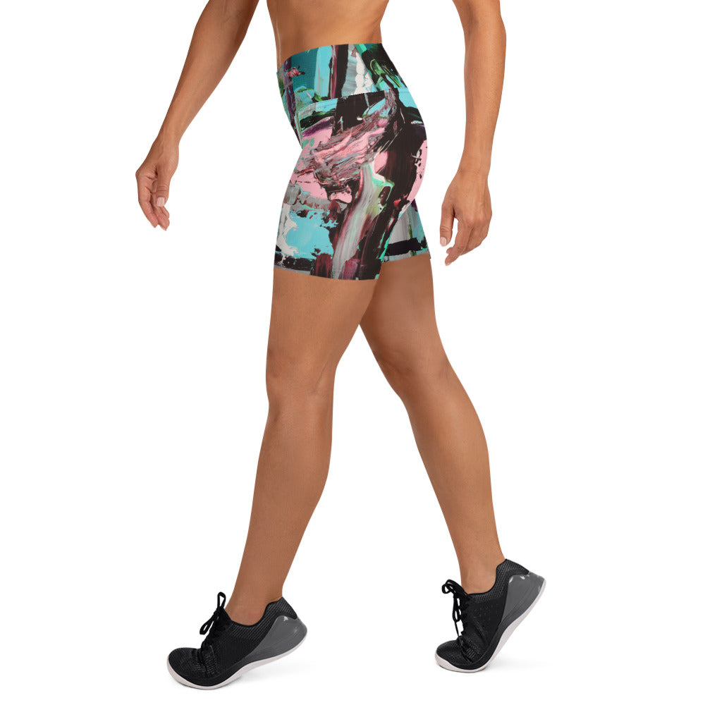 Women's High-Rise Yoga Shorts, Pink Dawn