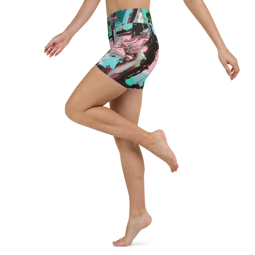 Women's High-Rise Yoga Shorts, Pink Dawn