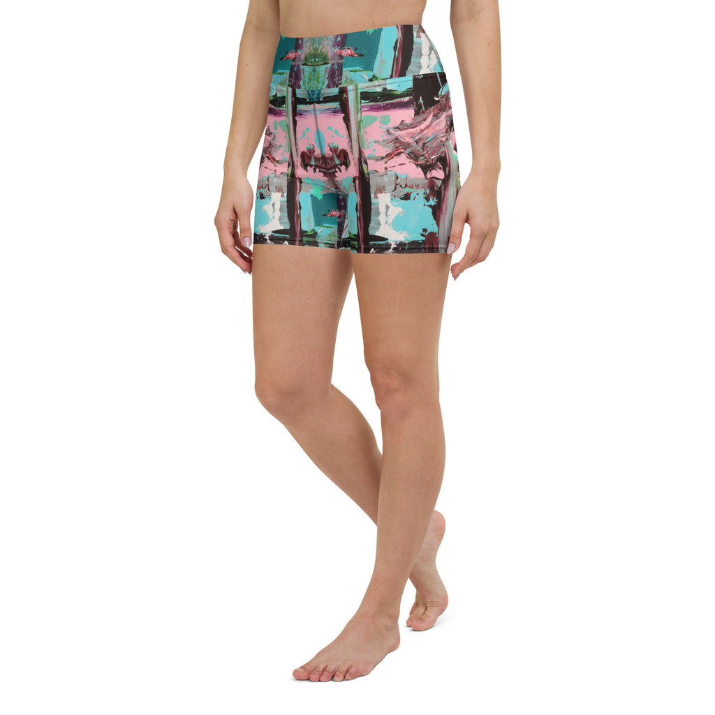 Women's High-Rise Yoga Shorts, Pink Dawn