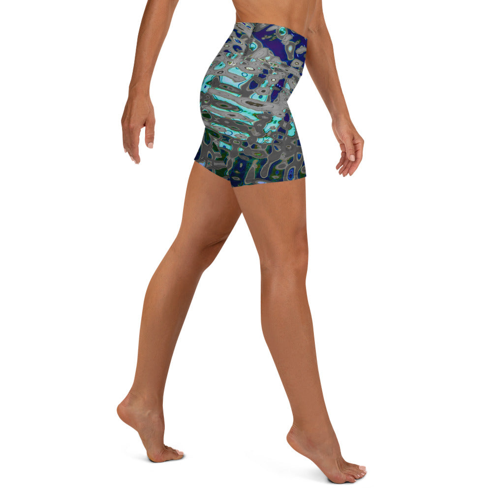 Women's High-Rise Yoga Shorts, Liquid Jewel
