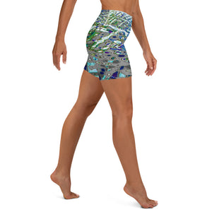 Women's High-Rise Yoga Shorts, Bright Liquid Jewel