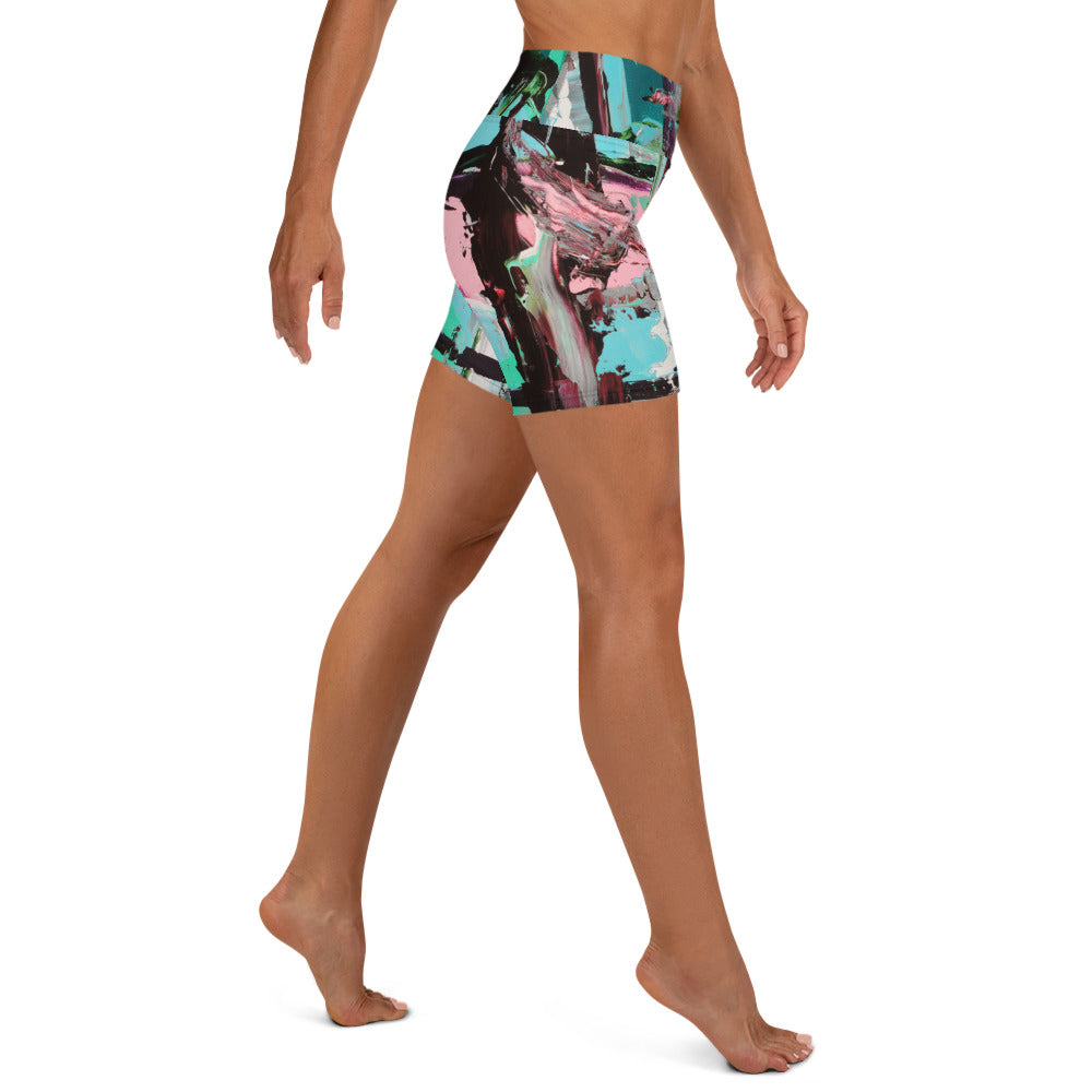 Women's High-Rise Yoga Shorts, Pink Dawn