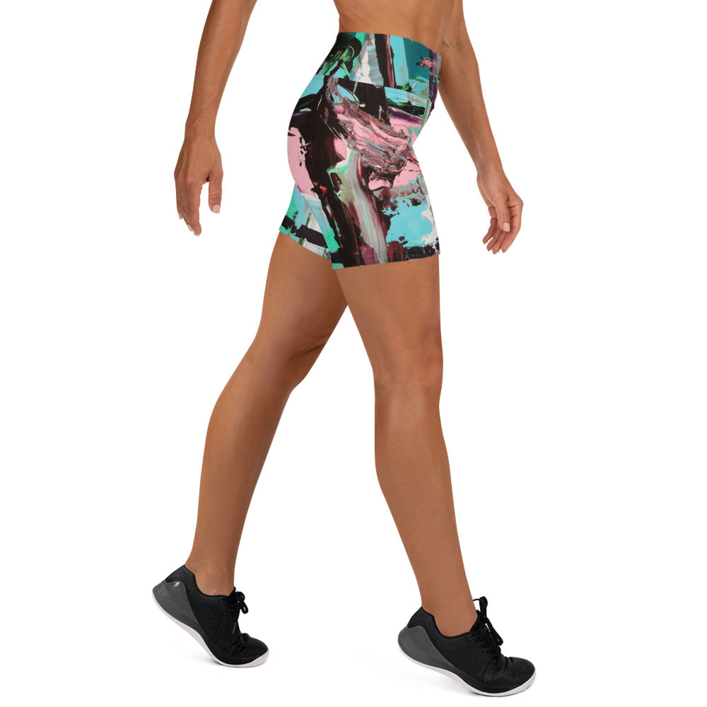 Women's High-Rise Yoga Shorts, Pink Dawn