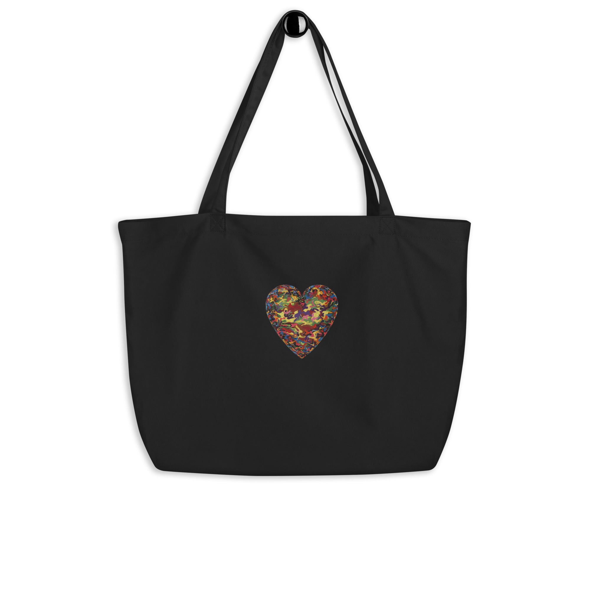 Large Organic Cotton Twill Tote Bag, Camouflage Heart