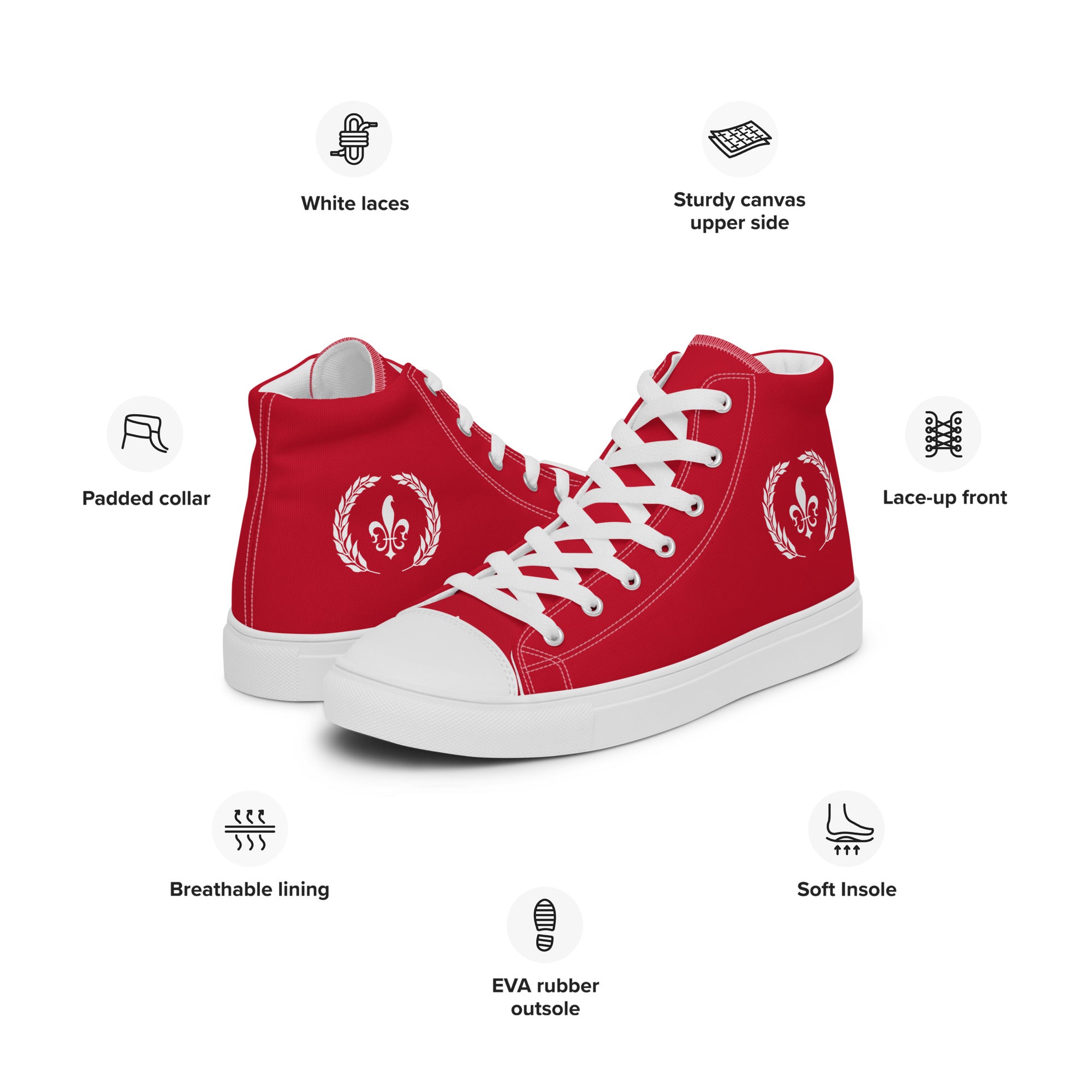 Men’s High-Top Canvas Shoes, Red