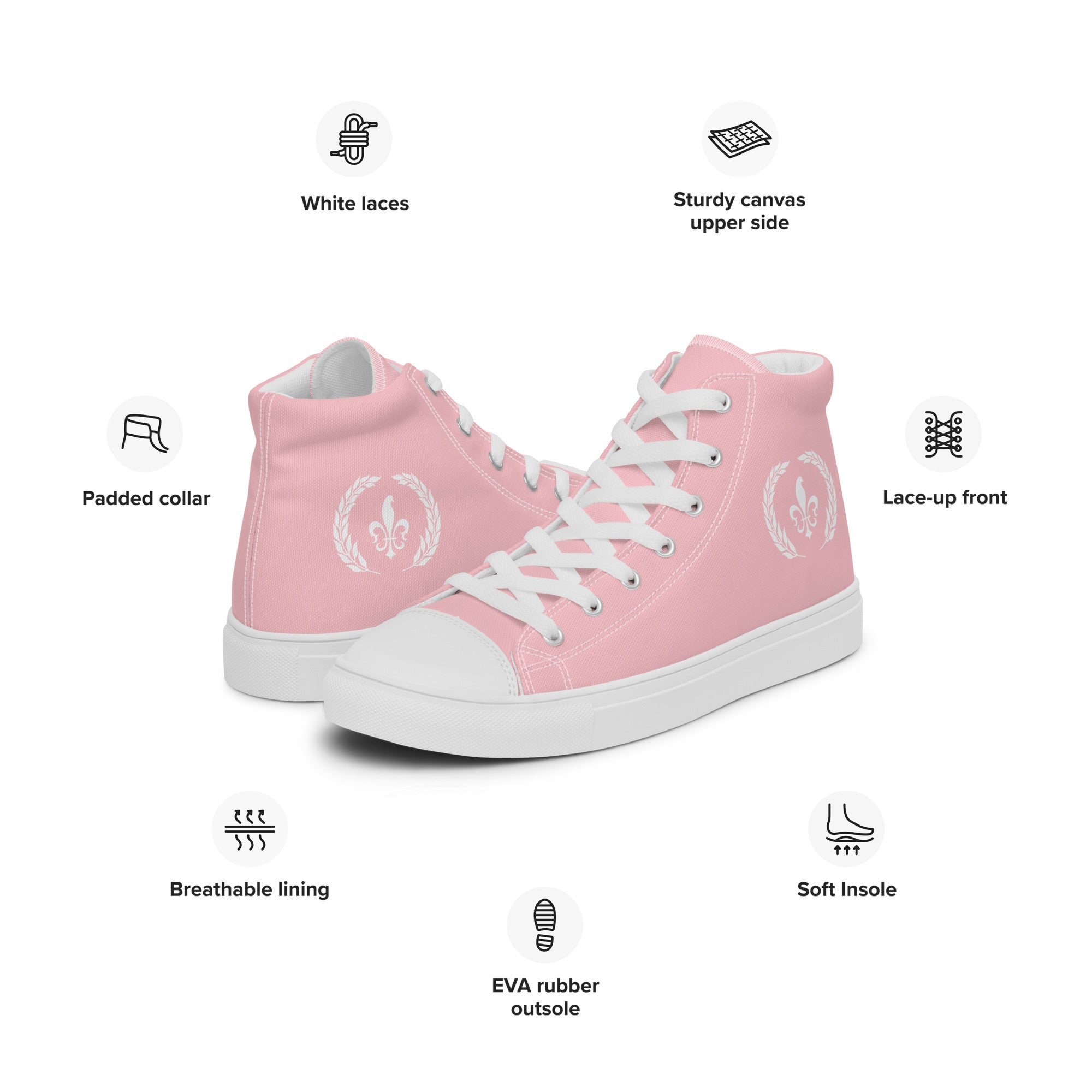 Men’s High-Top Canvas Shoes, Pink