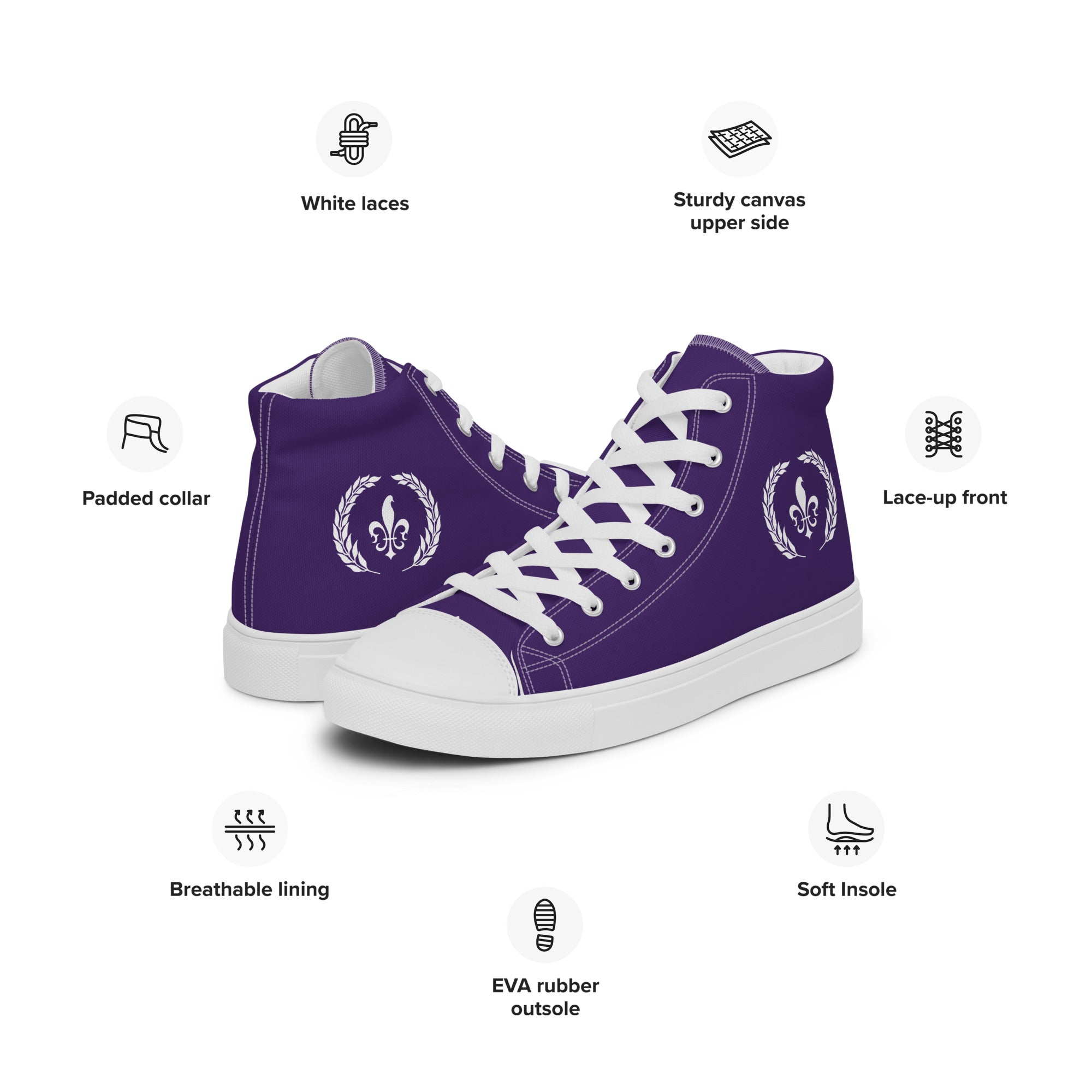 Men’s High-Top Canvas Shoes, Purple