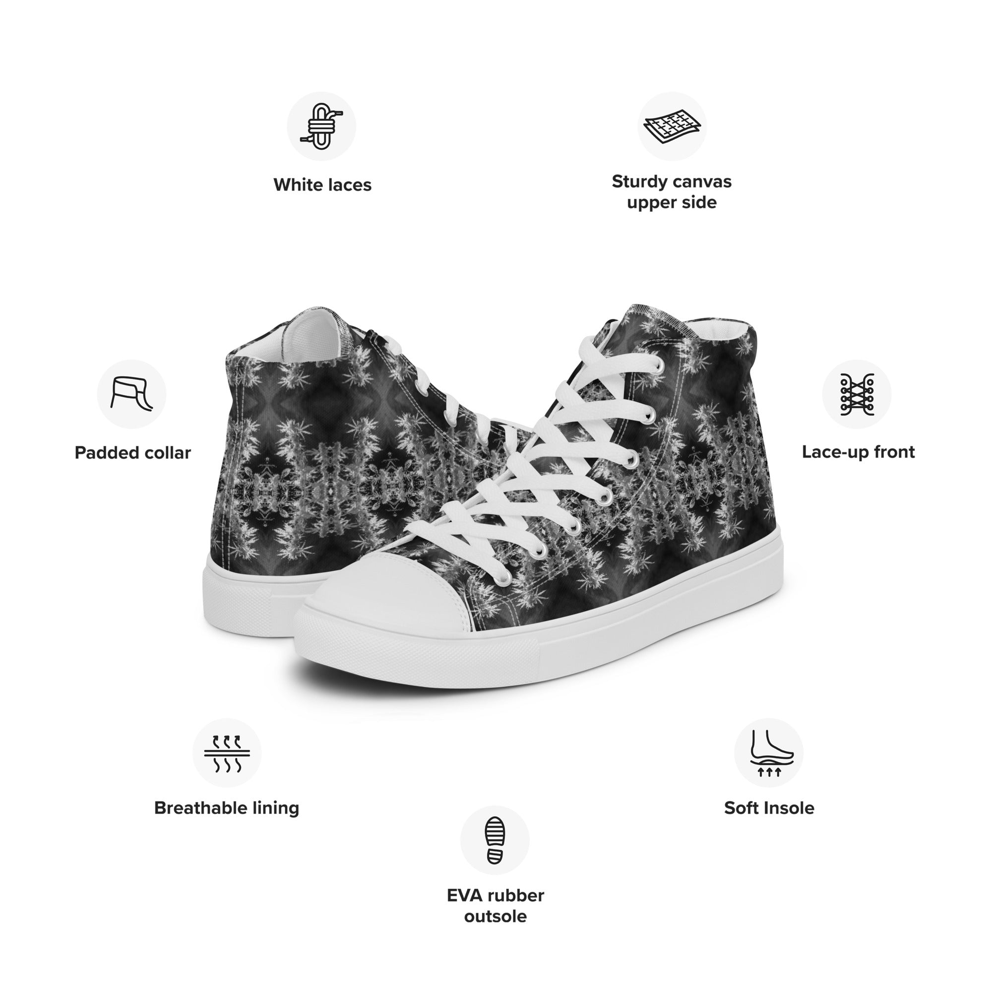 Men’s High-Top Canvas Shoes, Cannabis, Midnight