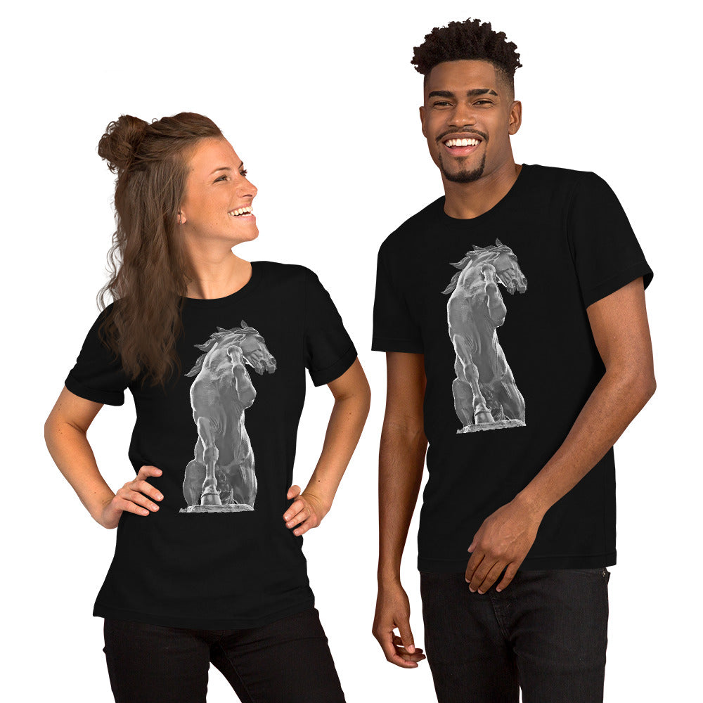 Short-Sleeve Cotton T-Shirt, Black Horse, Black