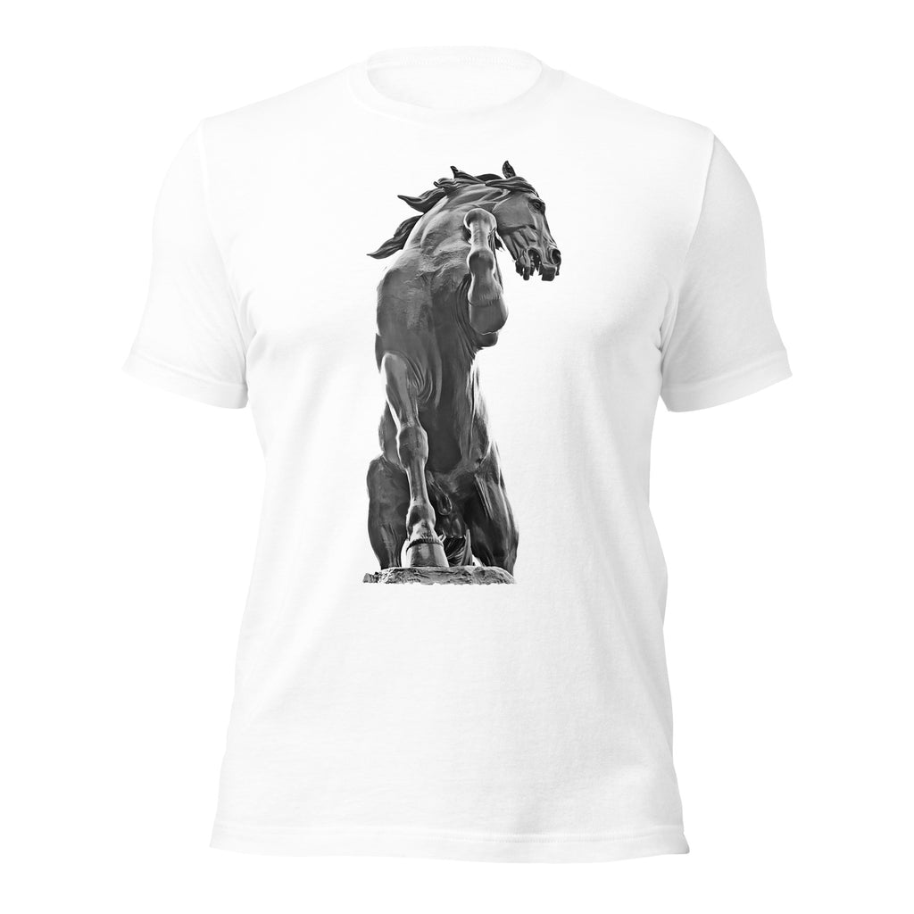 Short-Sleeve Cotton T-Shirt, Black Horse, White