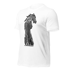 Short-Sleeve Cotton T-Shirt, Black Horse, White