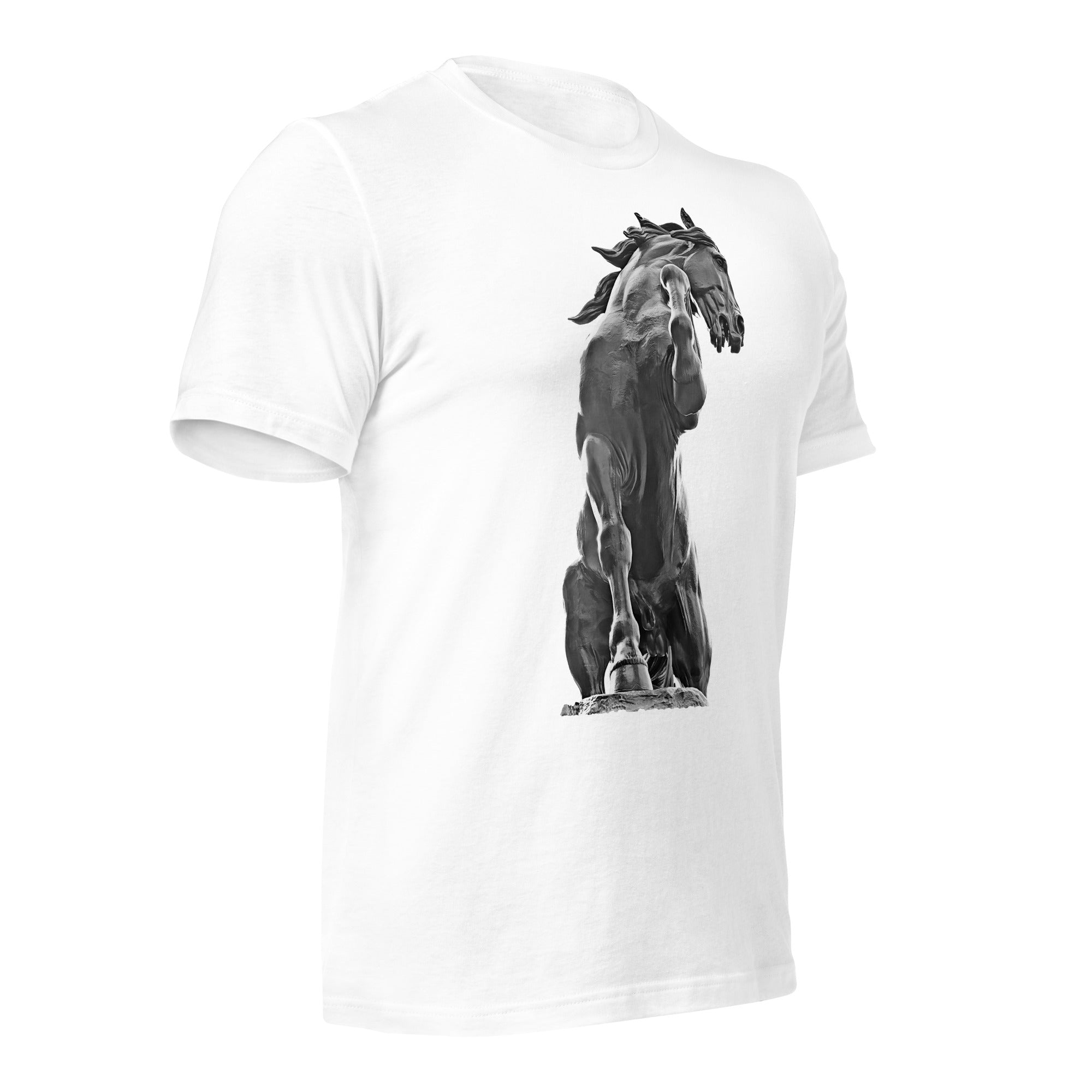 Short-Sleeve Cotton T-Shirt, Black Horse, White