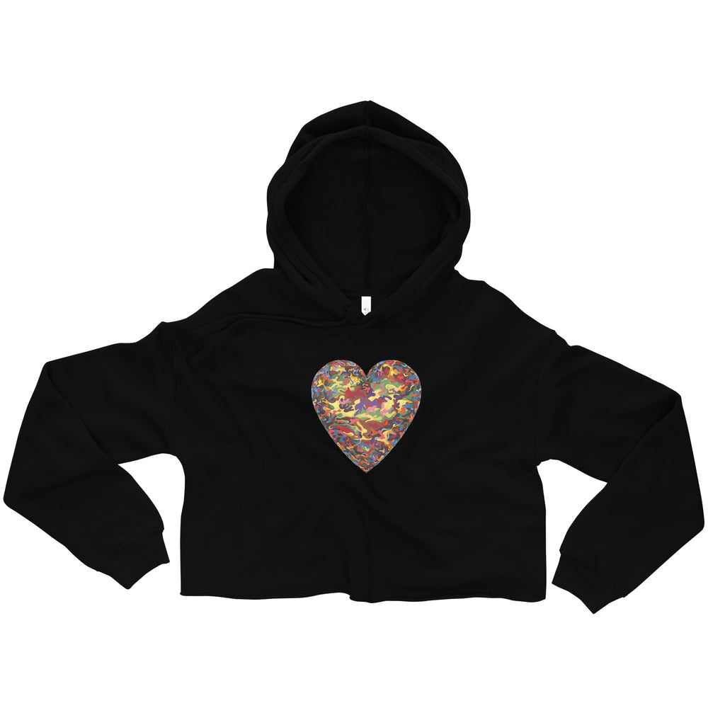 Women's Crop Hoodie, Camouflage Heart