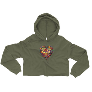 Women's Crop Hoodie, Camouflage Heart