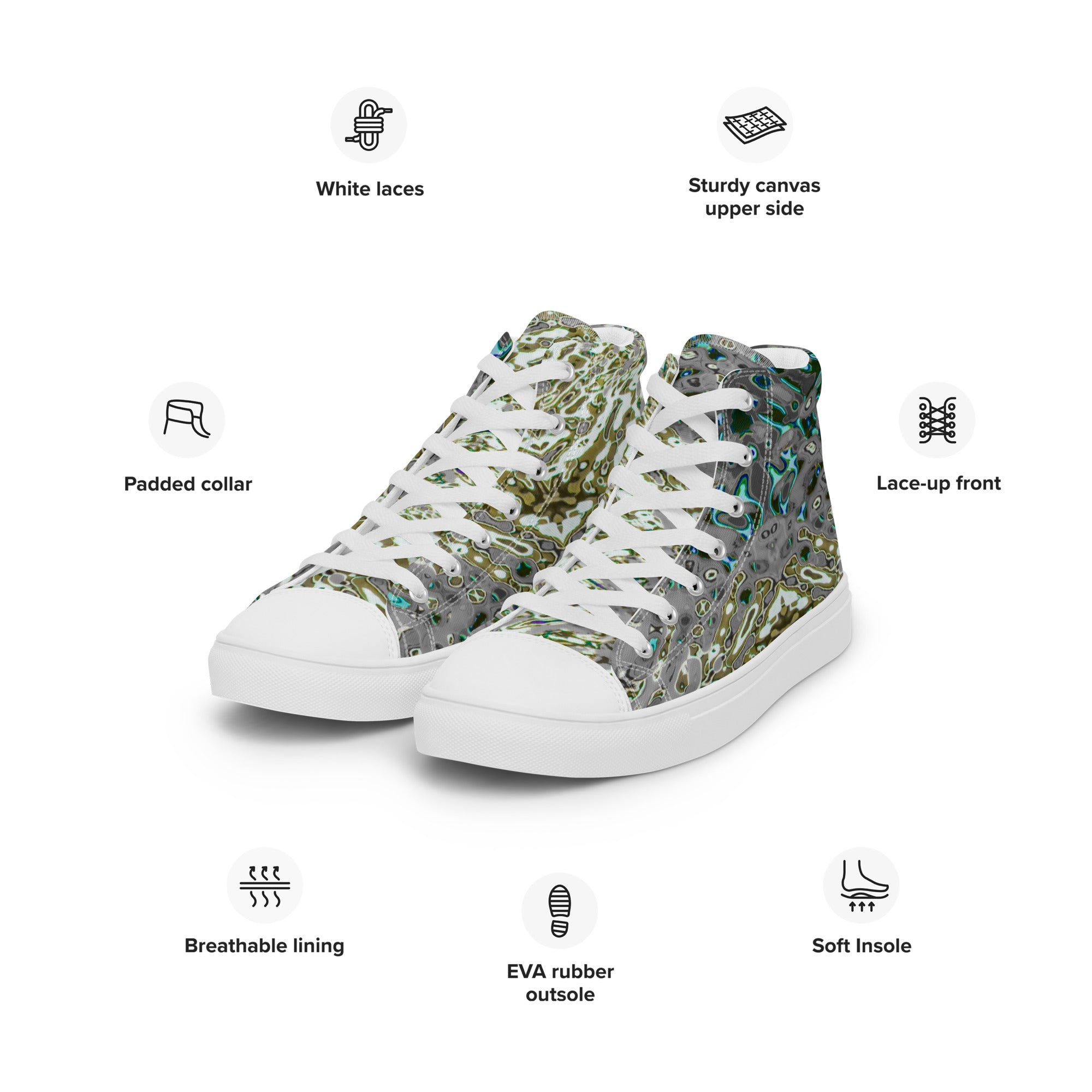 Women’s High-Top Canvas Shoes, Bright Liquid Jewel