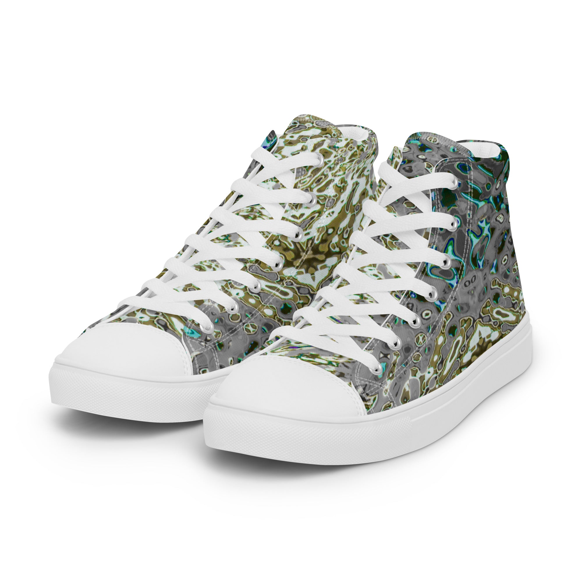 Women’s High-Top Canvas Shoes, Bright Liquid Jewel