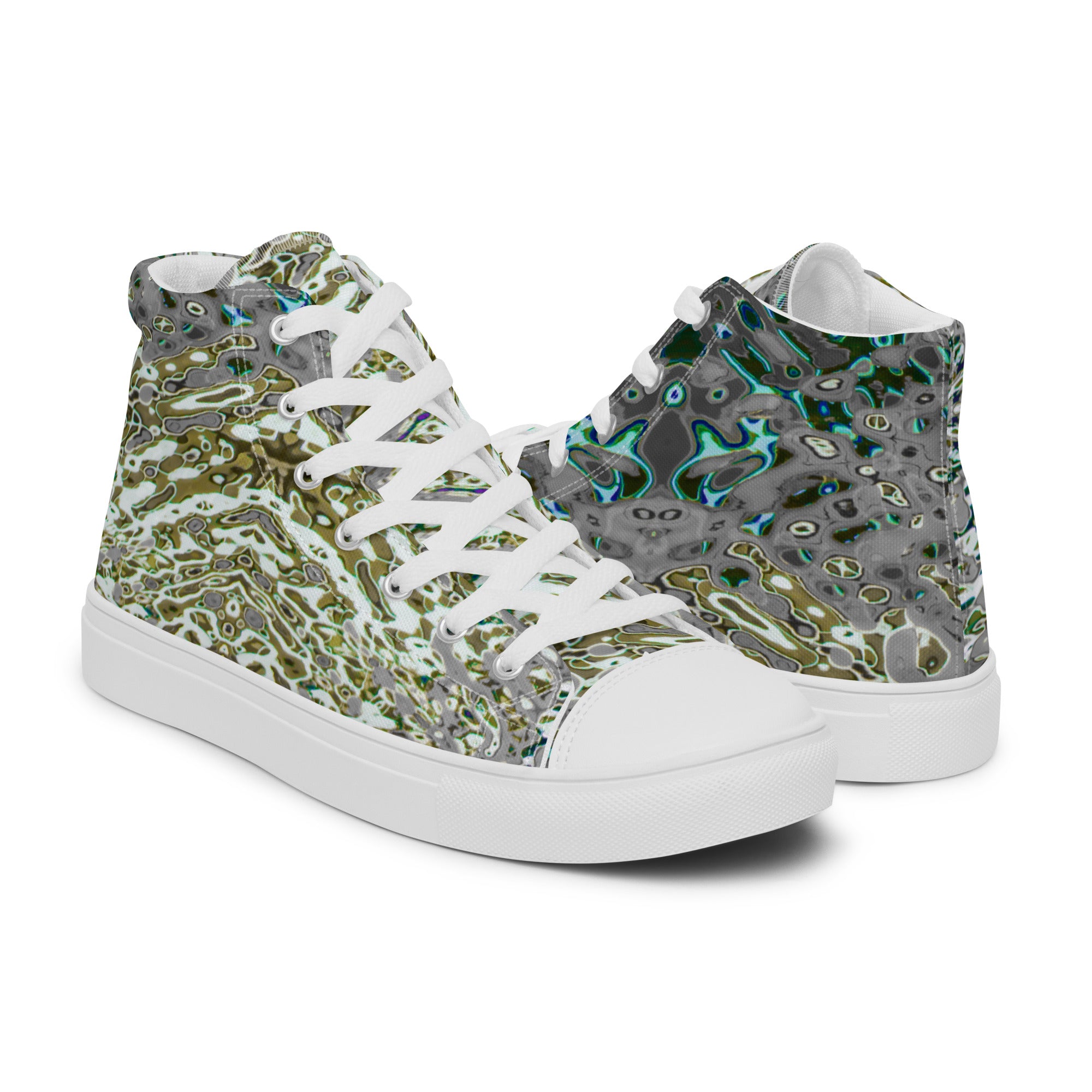 Women’s High-Top Canvas Shoes, Bright Liquid Jewel