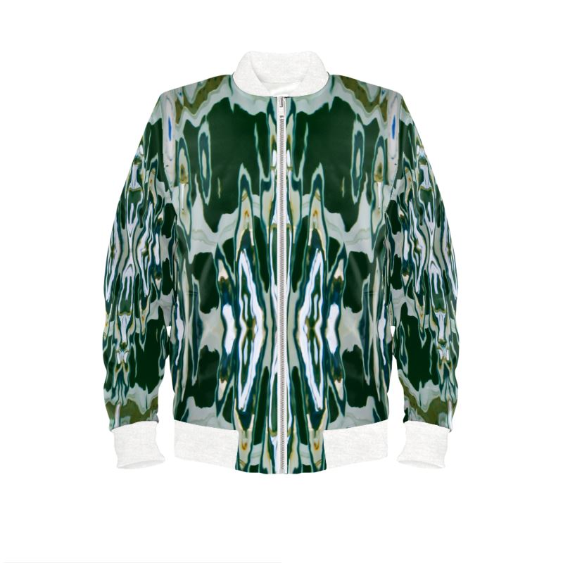 Luxury Velvet Bomber Jacket with White Ribbing, Art Nouveau