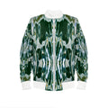 Luxury Velvet Bomber Jacket with White Ribbing, Art Nouveau