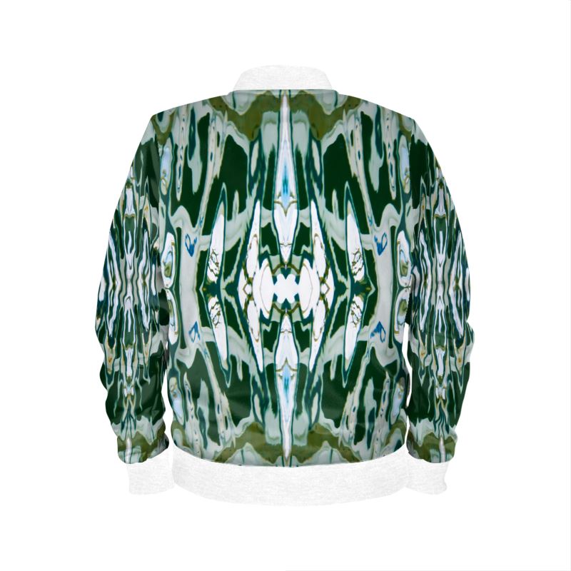 Luxury Velvet Bomber Jacket with White Ribbing, Art Nouveau