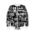 Luxury Velvet Bomber Jacket with White Ribbing, Paris Birch Tree