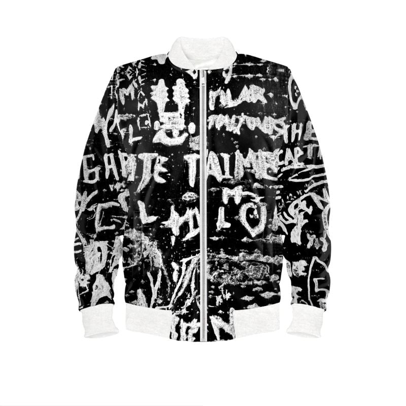 Luxury Velvet Bomber Jacket with White Ribbing, Paris Birch Tree