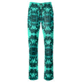 Womens Crushed Velvet Drawstring Trousers with Pockets, Palm Tree, Green