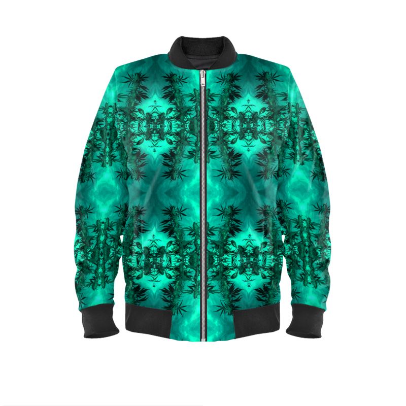 Luxury Bomber Jacket, Cannabis, Green