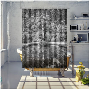 Shower Curtain, English Garden, 75" x 79", Central Park, Blk&Wht