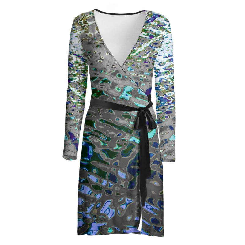 Women's Jersey Wrap Dress, Liquid Jewel