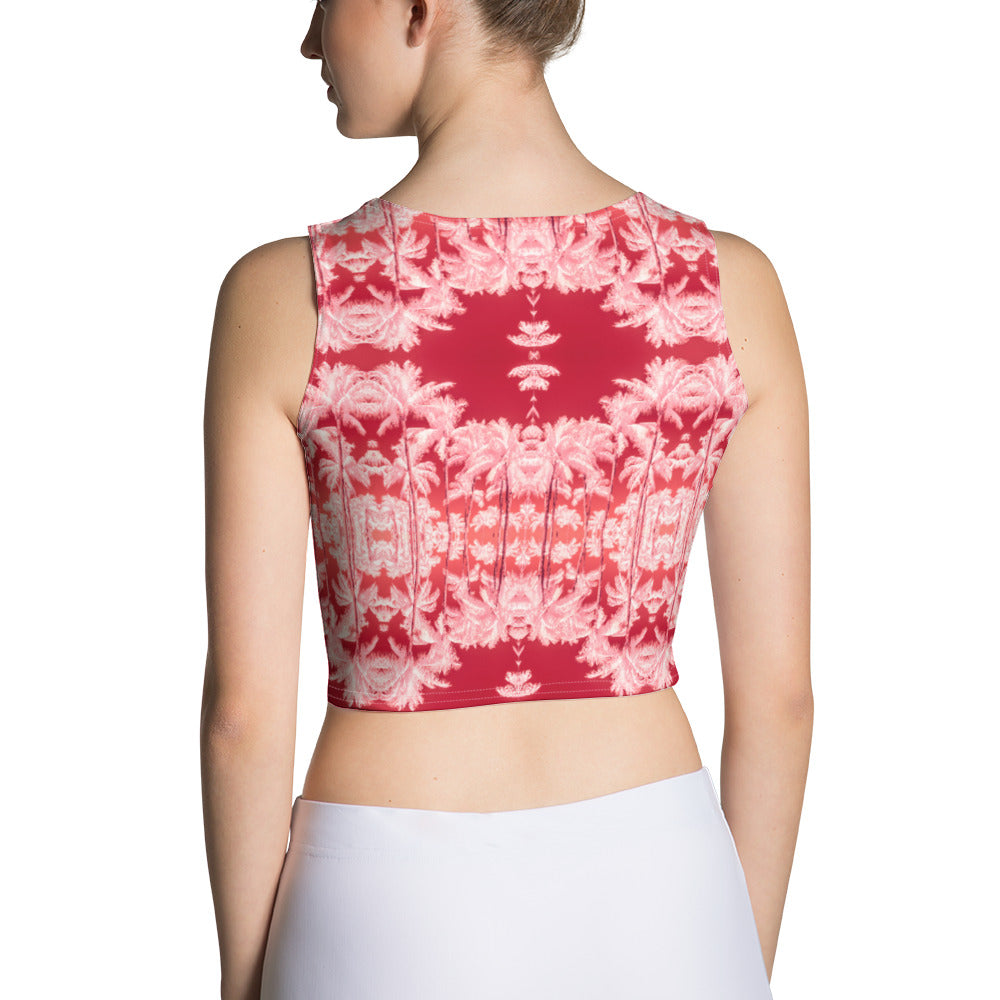 Women's Fitted Crop Top, Palm Tree, Infrared