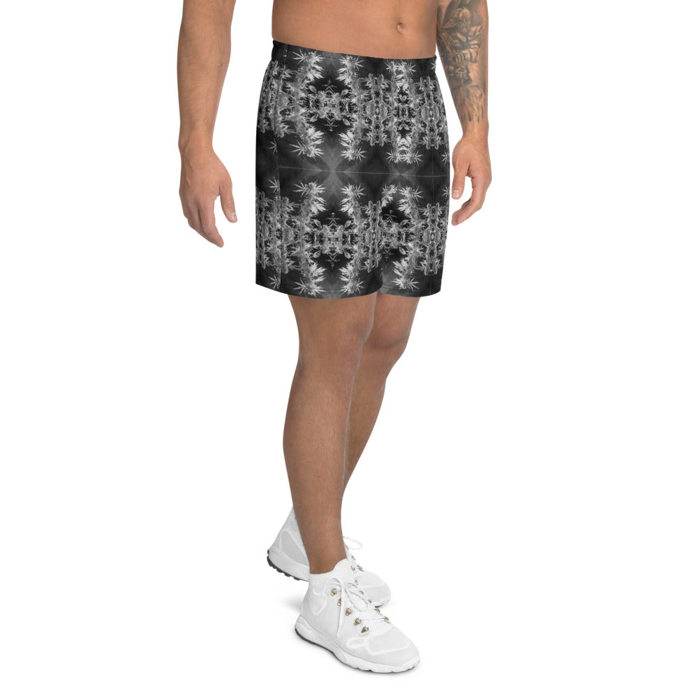 Men's Recycled Long Shorts with Mesh Side Pockets, No Liner, Cannabis, Midnight