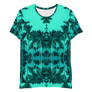 Men's Premium Athletic Crew Neck T-Shirt, Palm Tree, Green