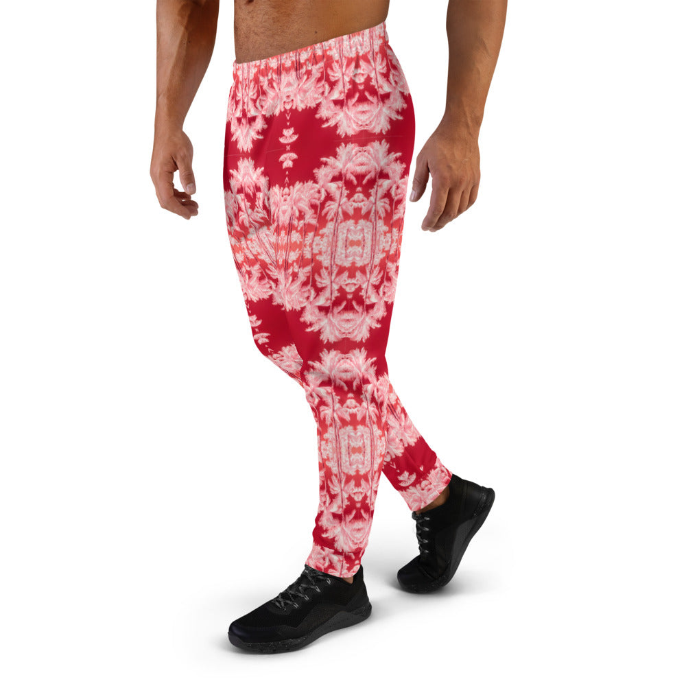 Men's Slim-Fit Joggers with Pockets, Palm Tree, Infrared