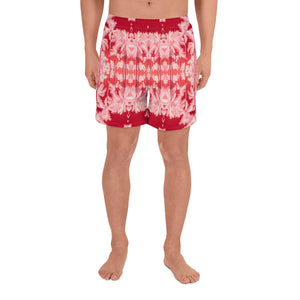 Men's Recycled Long Shorts with Mesh Side Pockets, No Liner, Palm Tree, Infrared