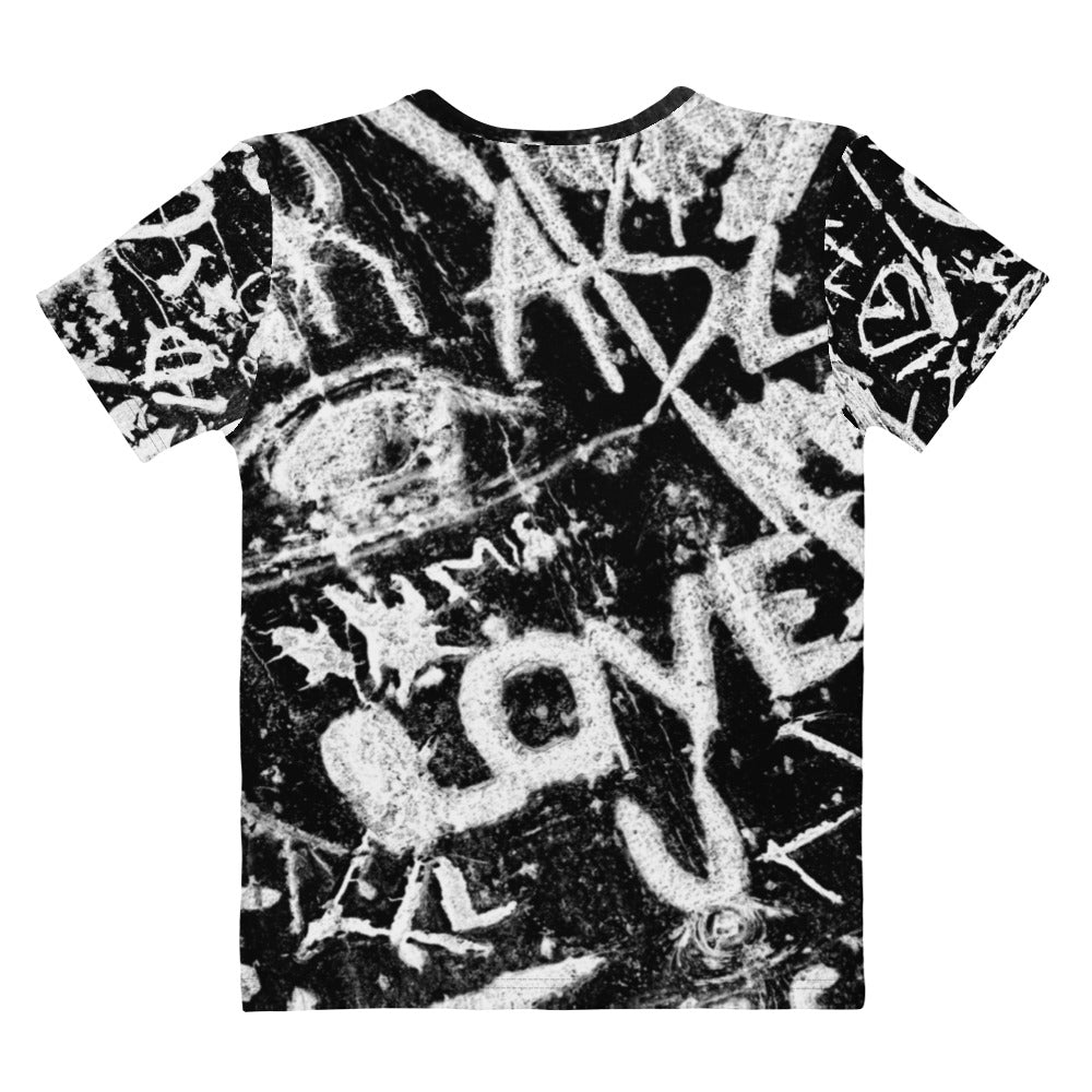 Women's Regular Fit, Four-Way Stretch Crew Neck T-Shirt, Paris Birch Tree, Je T'aime