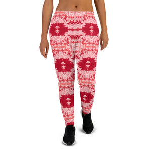 Women's Slim-Fit Joggers with Pockets, Palm Tree, Infrared