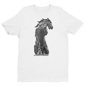 Men's Short-Sleeve Cotton T-Shirt, Black Horse, White