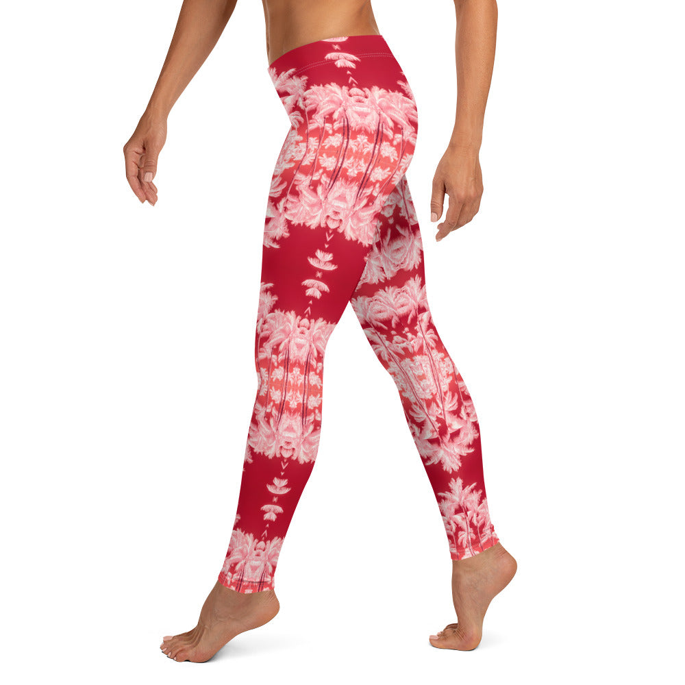 Women's Leggings, Palm Tree, Infrared