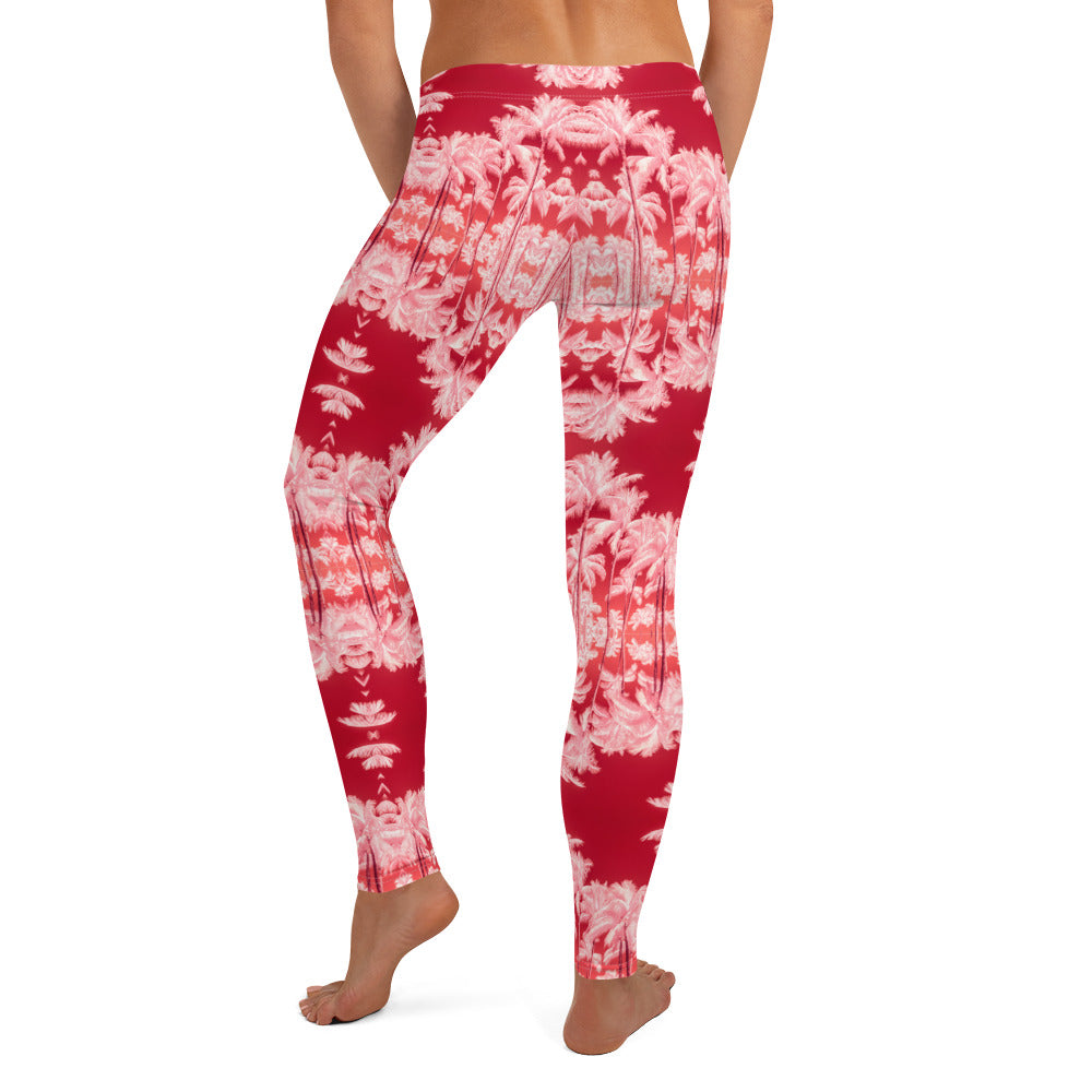 Women's Leggings, Palm Tree, Infrared