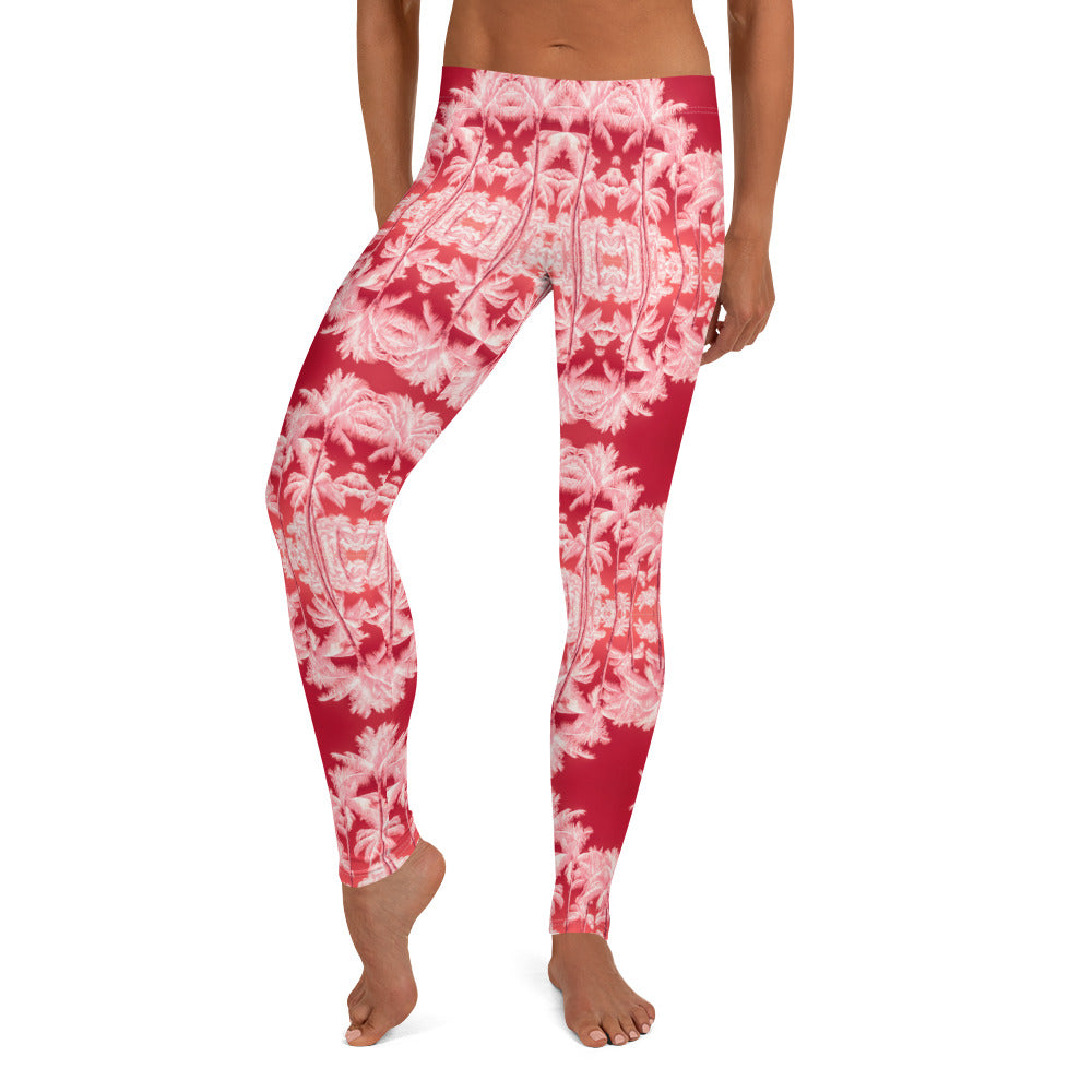 Women's Leggings, Palm Tree, Infrared