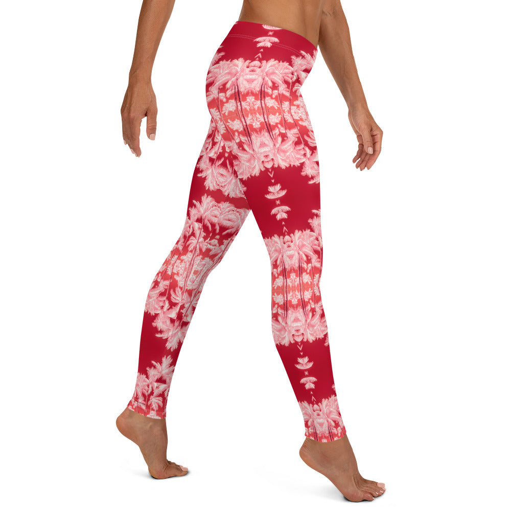 Women's Leggings, Palm Tree, Infrared